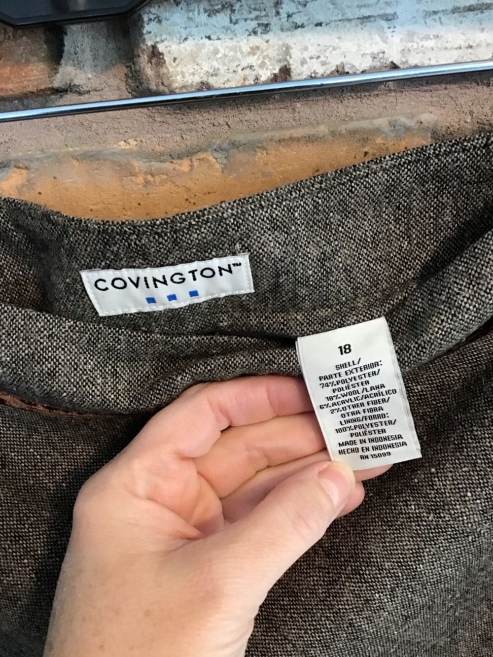 COVINGTON Women's Brown Tweed Wool Skirt Blazer Suit Set 18 - Picture 6 of 6